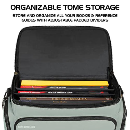 ENHANCE Travel Bag for DND Collector's Edition, Bag Compatible with Dungeons and Dragons, Battle Mat Holder, Dice Pockets and Accessories, Carry 4-8 Books (Silver Dragon) - color: Dragon Silver