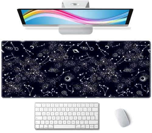 Desk Mat, Big Desk Pad, XL Extended Gaming Mouse Pad, Large Mouse Pad for Desk Rubber Base Mousepad with Stitched Edges, Keyboard Mouse Mat for Work, Game, Office, Home - Space Galaxy Constellation - color: Space Galaxy Constellation