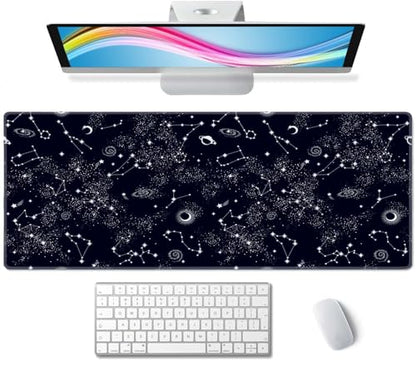 Desk Mat, Big Desk Pad, XL Extended Gaming Mouse Pad, Large Mouse Pad for Desk Rubber Base Mousepad with Stitched Edges, Keyboard Mouse Mat for Work, Game, Office, Home - Space Galaxy Constellation - color: Space Galaxy Constellation