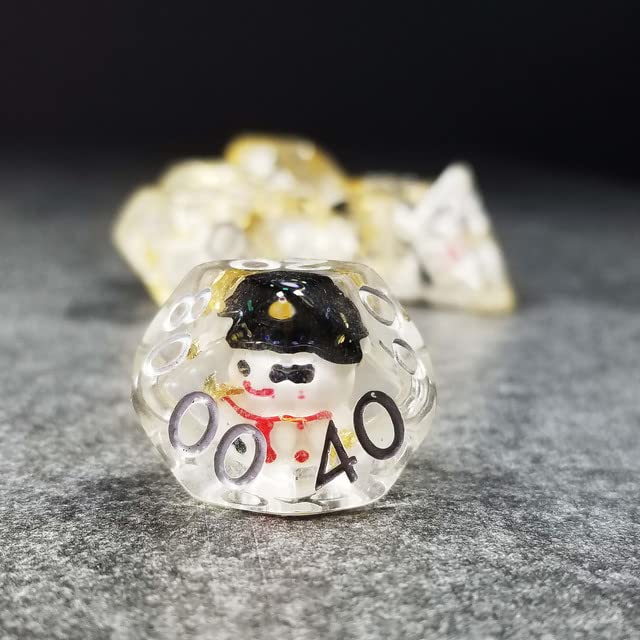 Sage's Portal Familiars and Reagents Resin DND Dice Set Polyhedral Dice Set for Dungeons and Dragons RPG Tabletop TTRPG (Snowman) - color: Snowman