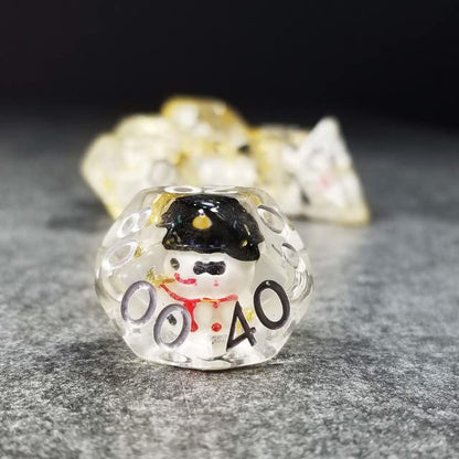 Sage's Portal Familiars and Reagents Resin DND Dice Set Polyhedral Dice Set for Dungeons and Dragons RPG Tabletop TTRPG (Snowman) - color: Snowman