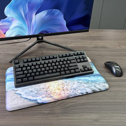 Computer Keyboard Stand with Wrist Rest, Ergonomic Tilted Keyboard Holder - Keyboard Riser with Wrist Pad - Keyboard Tray Support for Office Home - Beach - color: Keyboard Stand-beach