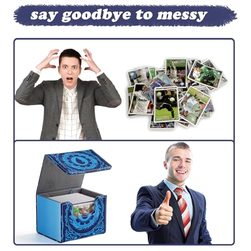 Deck Box for MTG Cards, Trading Commander Deck Case Holds 120+ Sleeved Cards, PU Leather Magnetic Collectible Card Storage Box Fits for TCG Magic Card (Blue) - color: Blue