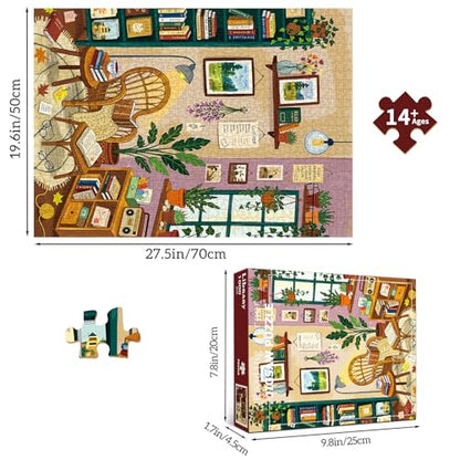 1000 Piece Jigsaw Puzzles for Adults, Reading Nook Puzzle with 1:1 HD Poster, Precise Interlocking, Letter Markings on Back, Dust-Free, Stress Relief & Ideal Family Game Gift - color: Reading Nook