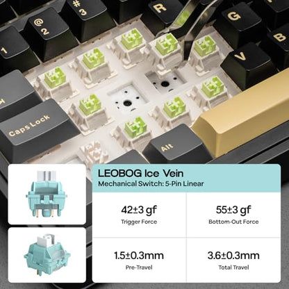 EPOMAKER X Aula EA75 MAX Wireless Gaming Keyboard with Screen & Knob | 5000mAh, Hot-Swap, Lubed Switches, RGB Backlit, Creamy Gasket, 75% Mechanical Keyboard (Black, Ice Vein Switch) - color: Black, size: Ice Vein Switch