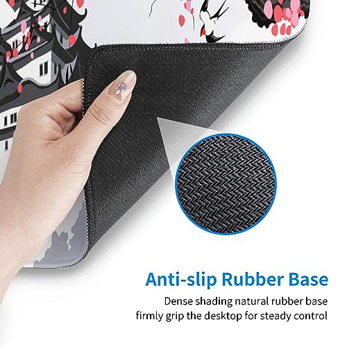 Japanese Cherry Blossom Gaming Mouse Pad 31.5x11.8in Pink Full Desk Japanese Sakura Gaming Mouse Pad Large Non-Slip Rubber Base Waterproof Big Keyboard Mat with Stitched Edges for Game Office - color: Japanese Cherry Blossom, size: 31.5" x 11.9"