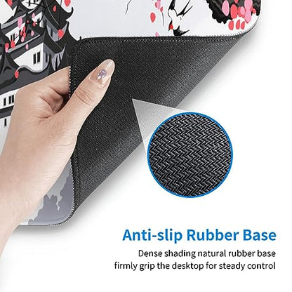 Japanese Cherry Blossom Gaming Mouse Pad 31.5x11.8in Pink Full Desk Japanese Sakura Gaming Mouse Pad Large Non-Slip Rubber Base Waterproof Big Keyboard Mat with Stitched Edges for Game Office - color: Japanese Cherry Blossom, size: 31.5" x 11.9"