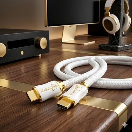 White HDMI 2.1 Cable 15 Feet - Certified 48Gbps 8K@60Hz 4K@120Hz 10K | HDR Dolby Vision eARC | Braided Cord for PS5 Xbox Series X Apple TV 4K - size: 15 Feet