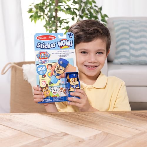 Melissa & Doug Sticker Wow! PAW Patrol Chase Stamper Toy and Activity Pad | 300 Surprise Stickers, PAW Patrol Chase Stamper, 24-Page Pad, Mess-Free Travel Toys, Arts & Crafts, Preschool Toys, Ages 3+ - size: 10.0 x 6.0 x 1.85