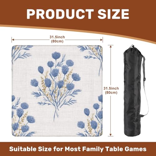 Mahjong Mat 31.5" x 31.5" Watercolor Farmhouse Flower Motif Hand Painted Earthy Whimsical Non-Slip Noise Reduction Mahjong Tiles Table Cover for Dominoes Poker Card Board and Tile Games - color: Color1