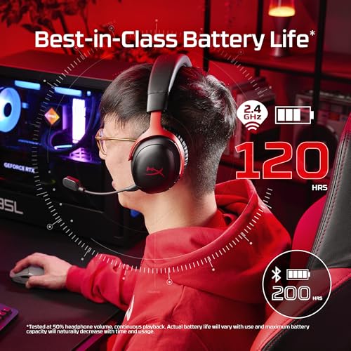 HyperX Cloud III S – Wireless Gaming Headset for Multi-Platform, 2.4GHz, Bluetooth, Battery Life up to 120 Hours 2.4GHz / 200 Hours Bluetooth, 53mm Angled Drivers, Detachable Mic – Black - color: Black