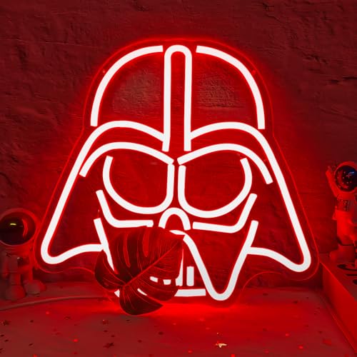 Alien Mask Neon Sign Dimmable Helmet Neon Light Sign Game LED Sign Wars gaming Light Up Sign gamer Neon Lights for Bedroom Man Cave Gamer Gift - color: Red