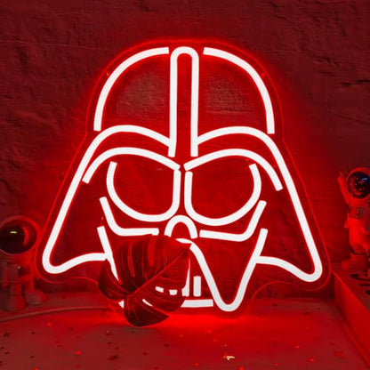Alien Mask Neon Sign Dimmable Helmet Neon Light Sign Game LED Sign Wars gaming Light Up Sign gamer Neon Lights for Bedroom Man Cave Gamer Gift - color: Red