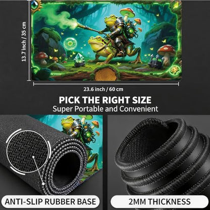 for MTG Playmat, for TCG Play Mat, 24 x 14 inches, Magic Game Card Mat Commander Playmat,Trading Card Inked Game Mat,Battle Game Rubber Non-Slip Mat - Frog - color: Frog