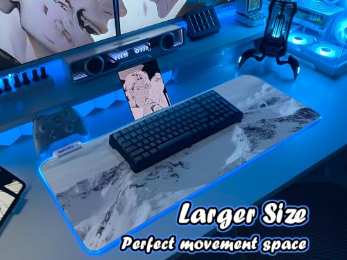 JMIYAV White RGB Gaming Mouse Pad 31.5x12 Inch PC XL Large Extended Glowing Led Light Up Desk Pad Non-Slip Rubber Base Computer Cute Mousepad Mat Desk Accessories Gaming Setup 93-801 - color: Icebound Range