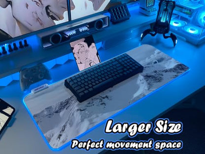 JMIYAV White RGB Gaming Mouse Pad 31.5x12 Inch PC XL Large Extended Glowing Led Light Up Desk Pad Non-Slip Rubber Base Computer Cute Mousepad Mat Desk Accessories Gaming Setup 93-801 - color: Icebound Range