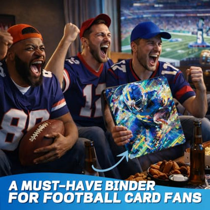 Football Card Binder with Sleeves, 4-Pocket Portable Card Protectors Album Holder Book with Zipper, Fits 400 Cards with 50 Removable Sleeves, Football Cards Display Storage Carrying Case -02 - color: Football- 02- 400 cards