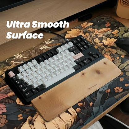 Gaming Mouse Pad with Anti-Slip Rubber Base, Extended Large Computer Mouse Mat with Stitched Edges, Long XL Anime Mousepad for Laptop and Keyboard, 31.5 x 11.8 inch (Wildflowers) - color: Wildflowers