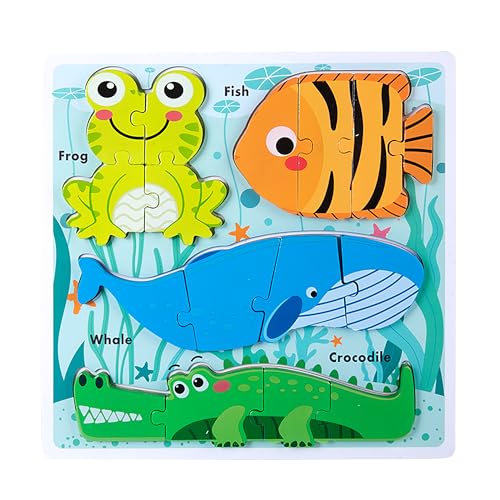 Toddlers Wooden Montessori Puzzles, Educational Jigsaw for Ages 1-4,Toddler Toys 2-3 Year Old Learning Gifts for Boys Girls Kids - color: Sea Animal