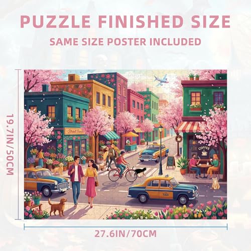 Nattork Jigsaw Puzzles 1000 Pieces for Adults, Families (Sakura Strasse) Pieces Fit Together Perfectly - color: Sakura Strasse