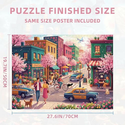 Nattork Jigsaw Puzzles 1000 Pieces for Adults, Families (Sakura Strasse) Pieces Fit Together Perfectly - color: Sakura Strasse