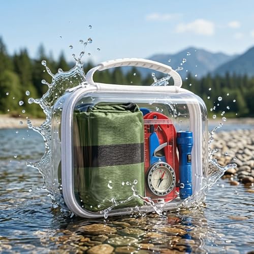 Clear Hard Shell Organizer Cases, 3 Pack with Handle | Durable PET shell with water-resistant, scratch-resistant surface for travel, toiletries, electronics and toys - color: White1