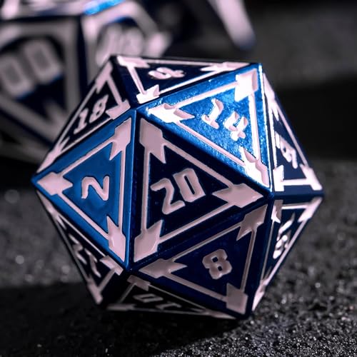 UDIXI Metal Dice Set D&D Heavy Metallic DND Dice Set for Board Game (Blue) | 7-Pieces, Lozenge Pattern, Zinc Alloy Material, Gorgeous Gift Case, DM Gift, for Dungeons and Dragons Role Playing Games - color: Blue