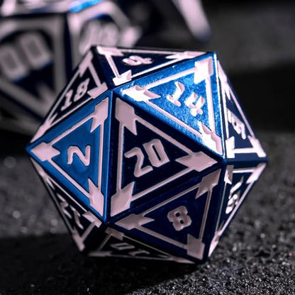 UDIXI Metal Dice Set D&D Heavy Metallic DND Dice Set for Board Game (Blue) | 7-Pieces, Lozenge Pattern, Zinc Alloy Material, Gorgeous Gift Case, DM Gift, for Dungeons and Dragons Role Playing Games - color: Blue