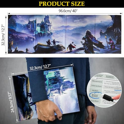 DND DM Screen, Dungeons and Dragons Master Screen Leather | 4 Wet-Erase Function Pockets,DND Game Accessories for TRPG,with 4 Panels Master Screen Inserts - color: Screen B