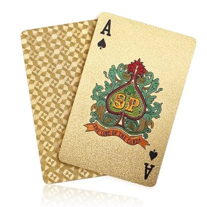 ACELION Waterproof Playing Cards, Plastic Playing Cards, Deck of Cards, Gift Poker Cards (Gold) - color: Gold