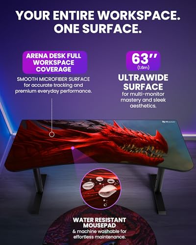 Arozzi Arena Gaming Desk Pad D001 | Full Desk Mouse Pad, Washable Desk Mat, Anti-Slip Rubber Base, Water-Resistant Surface - color: D001