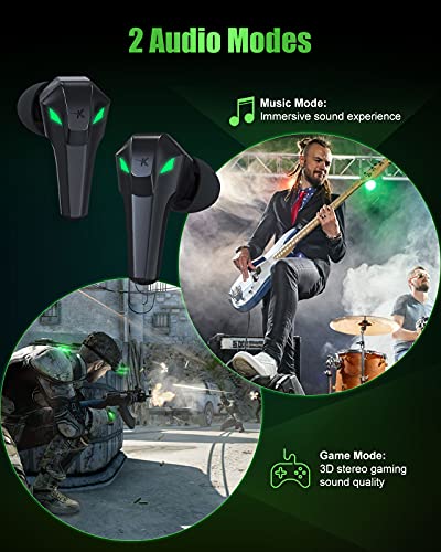 KMOUK Gaming Earbuds, L19-1, Bluetooth 5, Wireless, Gray, 48ms Low-Latency, 20H Playtime, Touch Control, USB-C, Game/Music Mode for PC/Mobile Gaming