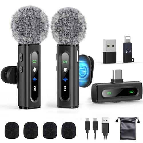 USB C Lavalier Microphone Wireless AI Noise Cancellation Mini Mic for Type-C Android, iPhone 17/16/15, Tablet, PC, Video Recording Clip-on Mics with Rotatable Clip, Ideal for TikTok, YouTube, Podcast - color: Midnight Black, size: Without Charging Case