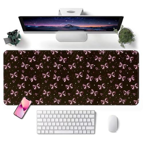Mouse Pad, Desk Mat, 31.5x11.8in Large Mousepad, Bow | Desk Pad with Stitched Edge & Rubber Non-Slip Bottom, Gaming Mouse Pad, Extended Mousepad for Home, Office - color: Bow