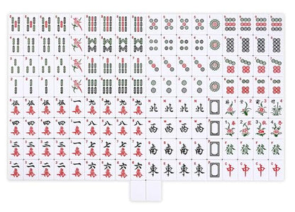 Mose Cafolo Chinese Mahjong Game Set 1.5" X-Large 144 Numbered White Blue Melamine Tiles with Carrying Travel Case,Complete Majong Majiang, Mah Jonng Game Set - color: Blue Tiles