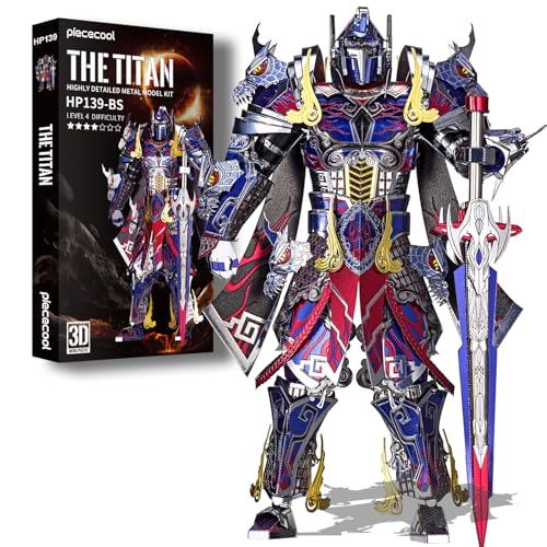 Piececool 3D Metal Puzzles Mecha Model Kits-The Titan Figure Model Building Blocks Kits for Adults, DIY Brain Teaser 3D Puzzle for Men Teen Students Hobbies Fidget Gifts -157 Pcs - color: Black Knight