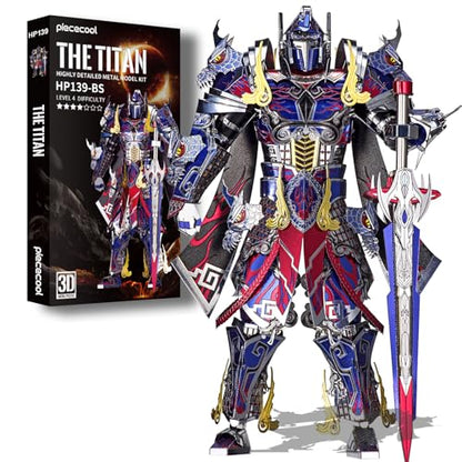 Piececool 3D Metal Puzzles Mecha Model Kits-The Titan Figure Model Building Blocks Kits for Adults, DIY Brain Teaser 3D Puzzle for Men Teen Students Hobbies Fidget Gifts -157 Pcs - color: Black Knight
