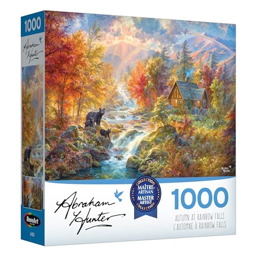 RoseArt - Abraham Hunter - Autumn at Rainbow Falls - 1000 Piece Jigsaw Puzzle for Adults - style: Autumn at Rainbow Falls