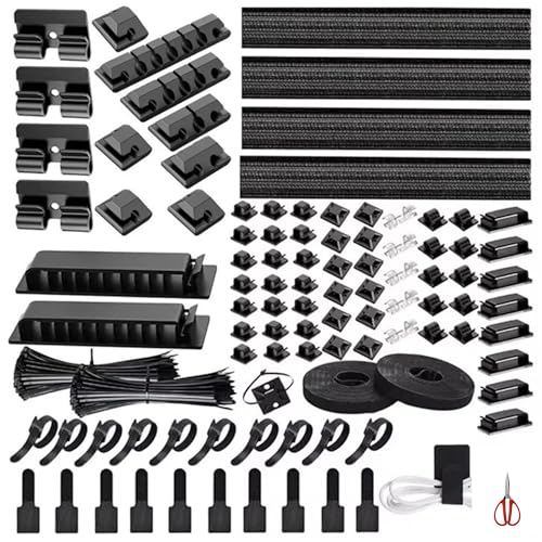 314 Piece Cord Organizer & Cable Management Set, All in One Desk and TV Cable Management Kit with Clips, Sleeves, Ties, Mounts for Home Office Perfect Tech Organizer Scissors & Travel Case Included