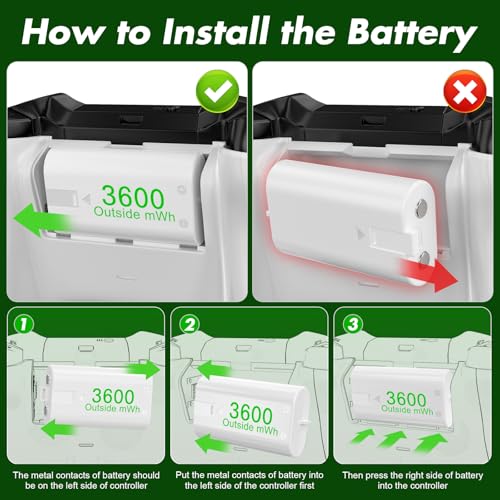 4 Pack Rechargeable Battery Pack Compatible with Xbox Series S/X,Charger Dock with 4 x 3600mWh NiMH Controller Battery Pack for Xbox One Wireless Controller - color: Beige