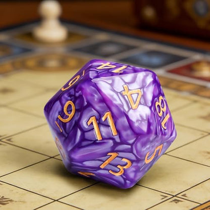 20 Sided DND Dice,D20 Giant Polyhedral Dice,55mm Titan Large Pearl Color D20 Dice,20 Sided Cube D&D Dice Set for Dungeons and Dragons, RPG, MTG Table Games(Purple-Pearl Series) - color: D-20 Purple