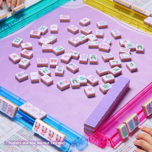 American Mahjong Set Complete, 160 Purple 4-Layer American Mahjong Tiles with Tile Bag, Storage Box & 4 Dice, Mahjong Game Set, Mah Jongg Set American, Travel Mahjong Tile Set for Western Mahjong - color: Purple-4
