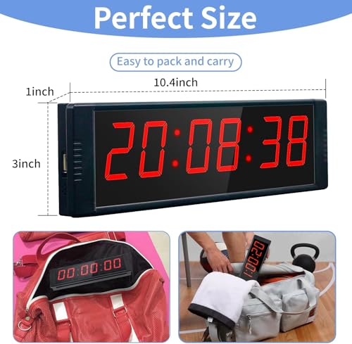 Large Stopwatch with Start/Stop Button, LED Digital Timer with Remote, Countdown Clock with Buzzer, Gym Clock for Home Gym, Interval Timer for Workout - style: Plug-in