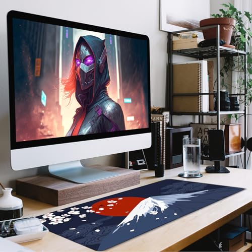 Japanese Mt Fuji Gaming Pad, Large Mouse Pad for Gamer, Durable 31.5"x15.7" Extended Mousepad with Stitched Edges, Waterproof Non-Slip Base Long XXL Large Mouse Pad for Home Office Work - color: Mt Fuji