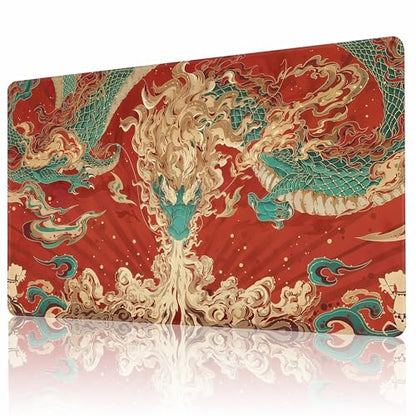 MTG Playmat Non-Slip Rubber Backing Printing Commander Board Game Desk Mat Duel Mat TCG PTCG Playmat 24x14 inches and Free Storage Bags (Dragon L, 24"X14") - color: Dragon L, size: 24"X14"