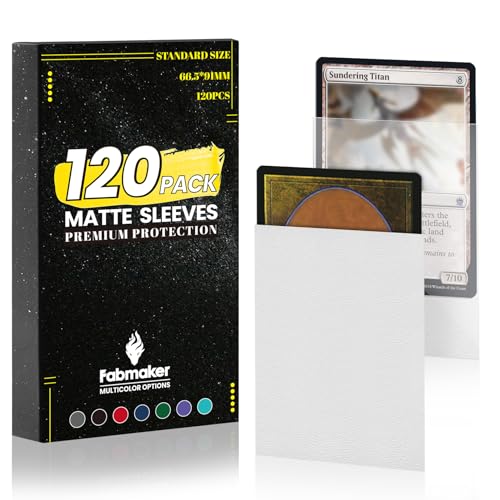 120Pack Card Sleeves for Trading Cards,Matte Card Sleeves Deck Card Covers | Deck Card Protectors, Standard Perfect Shuffling, Sports Cards,Game Card, 66x91mm, White - color: White, size: 120 pack Card Sleeves