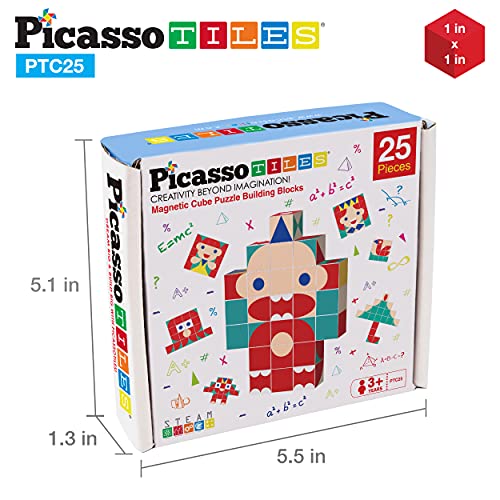 PicassoTiles Infinite Magnetic Puzzle Magic Cube Easy-Connect Brain Teaser Toy Set Magnet Pattern Block Matching Toys Free Ideabook 150+ Inspirations STEM Learning Kids Boys&Girls Age3+ PTC25 - color: 25pc Puzzle Cub