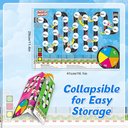 Broytain Phonics Board Games for Kids,Educational Learning CVC and CVCC Board Games for Boys and Girls,Reading and Spelling Word Games Ages 4 5 6,Classroom Travel Indoor Outdoor Family Games
