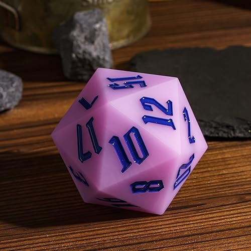 55mm Silicone D20 DND Dice, Large D20 Single 20 Sided Dice | Glow-in-the-Dark D20 Giant Dice with Gift Box for Dungeons and Dragons RPG Bar Pub Club Party Games (Purple/Blue) - color: Purple/Blue