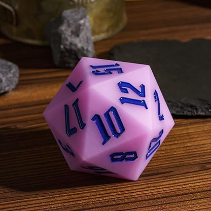 55mm Silicone D20 DND Dice, Large D20 Single 20 Sided Dice | Glow-in-the-Dark D20 Giant Dice with Gift Box for Dungeons and Dragons RPG Bar Pub Club Party Games (Purple/Blue) - color: Purple/Blue